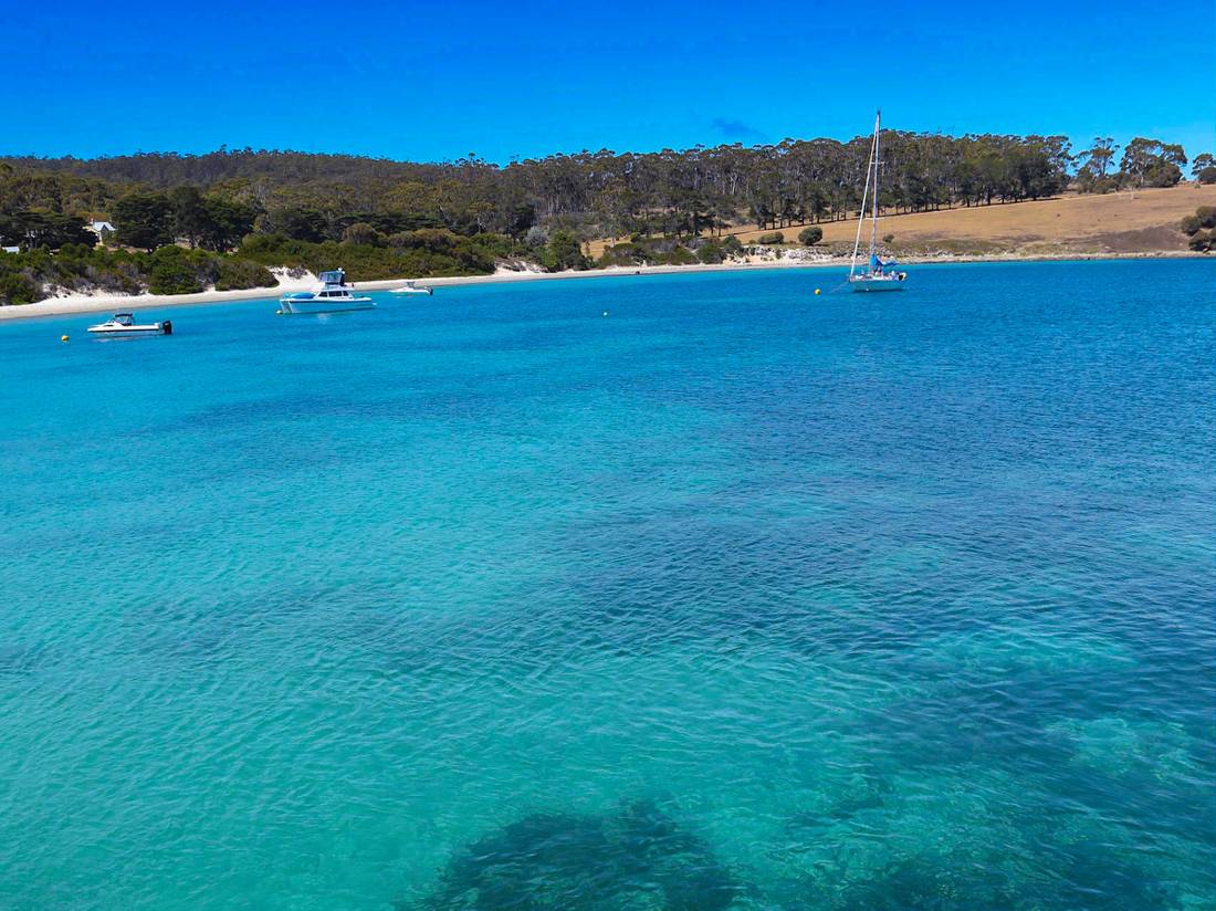 Crystal blue waters of Maria Island